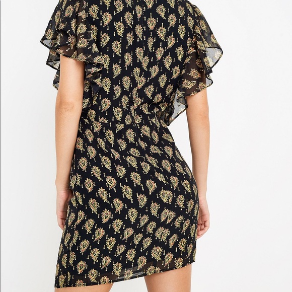 Boho Wrap Dress Ruffle Gold Black S / US 4 - Picture 2 of 12